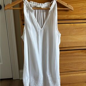 Ramy Brook Sleeveless White V-Neck silk Embroidered Women’s blouse